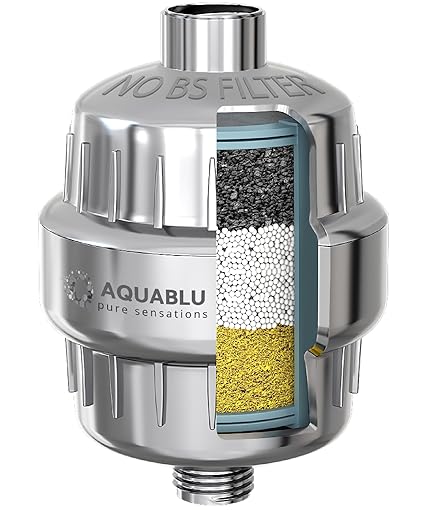 AquaBLU High-Pressure Shower Filter Unique Pack Heavy Duty Shower Head Filter for Hard Water, Chlorine Heavy Metals & More Luxury Water Softener Shower Head with Filter