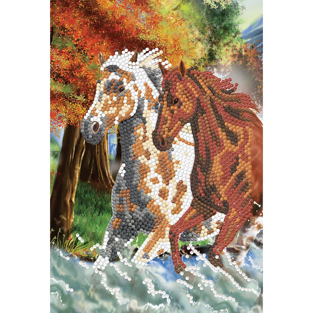 Crystal Art Diamond Painting Notebook - Wild Horses Notebook Kit - Create a Sparkling Notebook Cover Using Crystals - for Ages 8 and up
