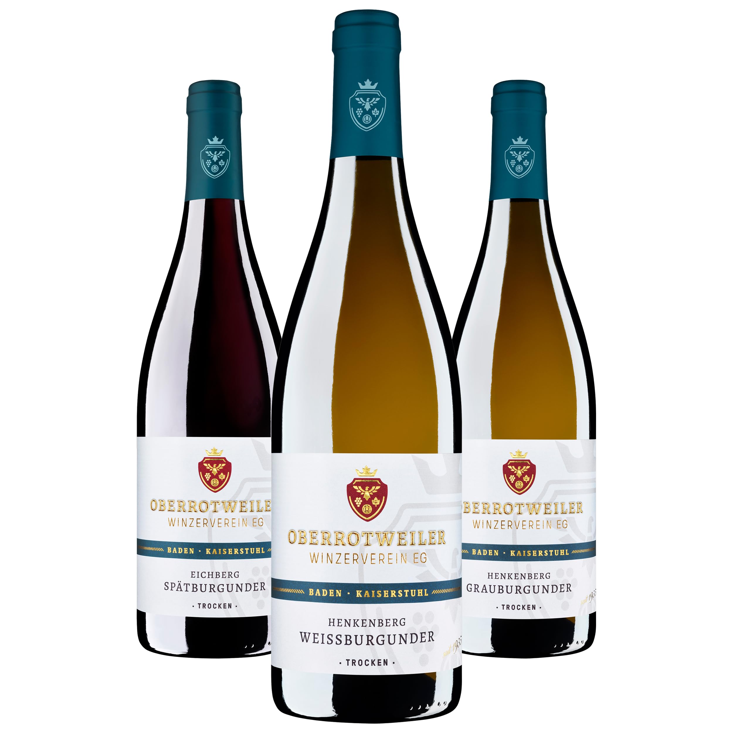 Oberrotweiler Lagenwein Wein-Paket - Probierpaket mit Grauburgunder & Weißburgunder aus der Lage Henkenberg & Spätburgunder Eichberg - für Genießer & besondere Anlässe (3 x 0,75 l)