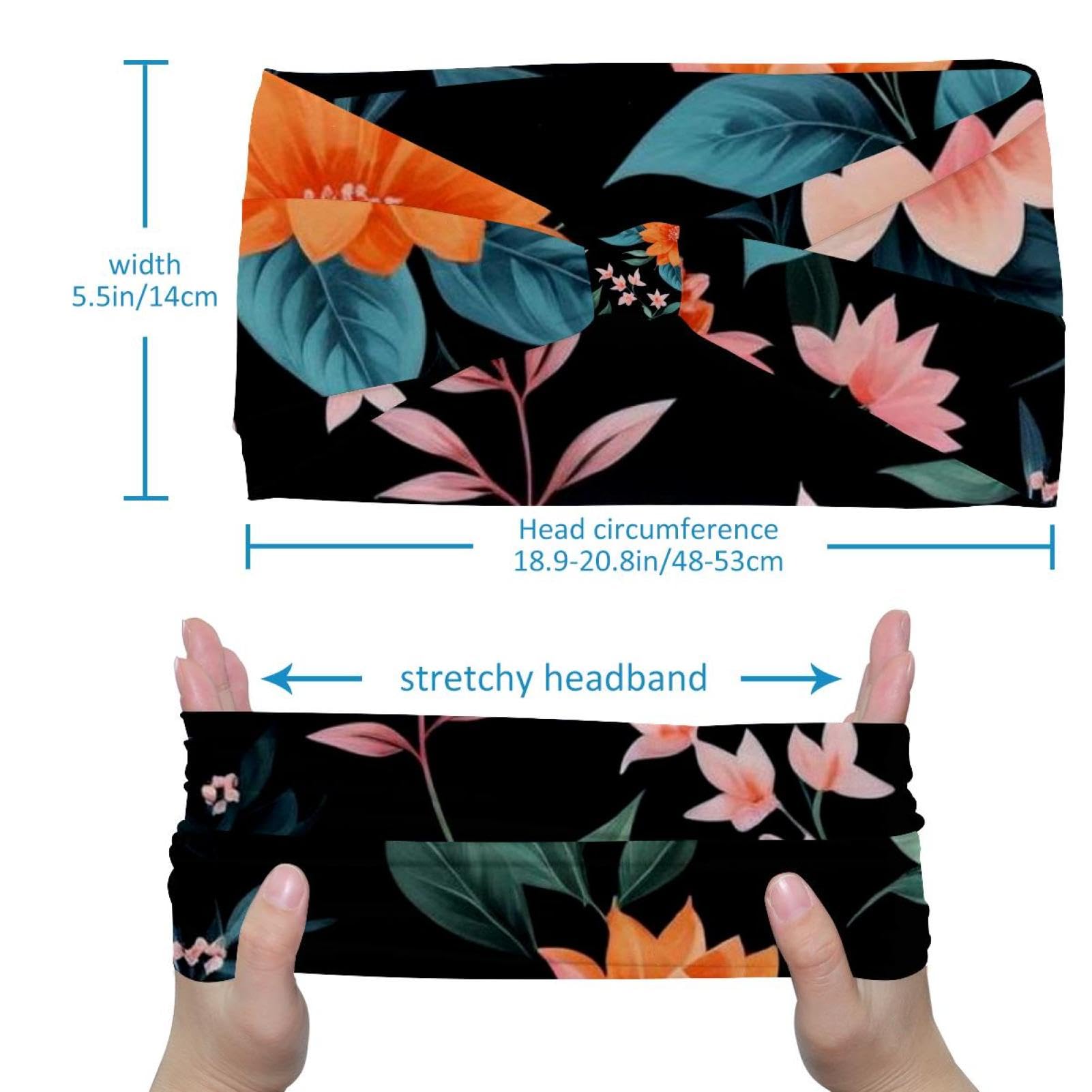 Lot de 6 bandeaux à fleurs et feuilles vertes pour femme, tendance pour un usage quotidien, le sport, le yoga, la course à pied