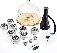Vista 1 de Elegante kit de ahumador de cócteles – Pistola completa para ahumar bebidas de whisky con 8 sabores de virutas de madera, cúpula y accesorios, añade