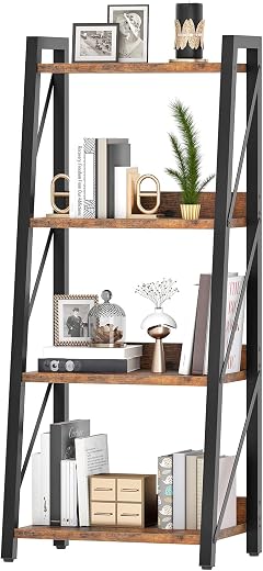 HOOBRO Ladder Shelf, 4-Tier Bookshelf, Corner Bookcase, Freestanding Storage Shelf Display Organizer, for Living Room, Bed...