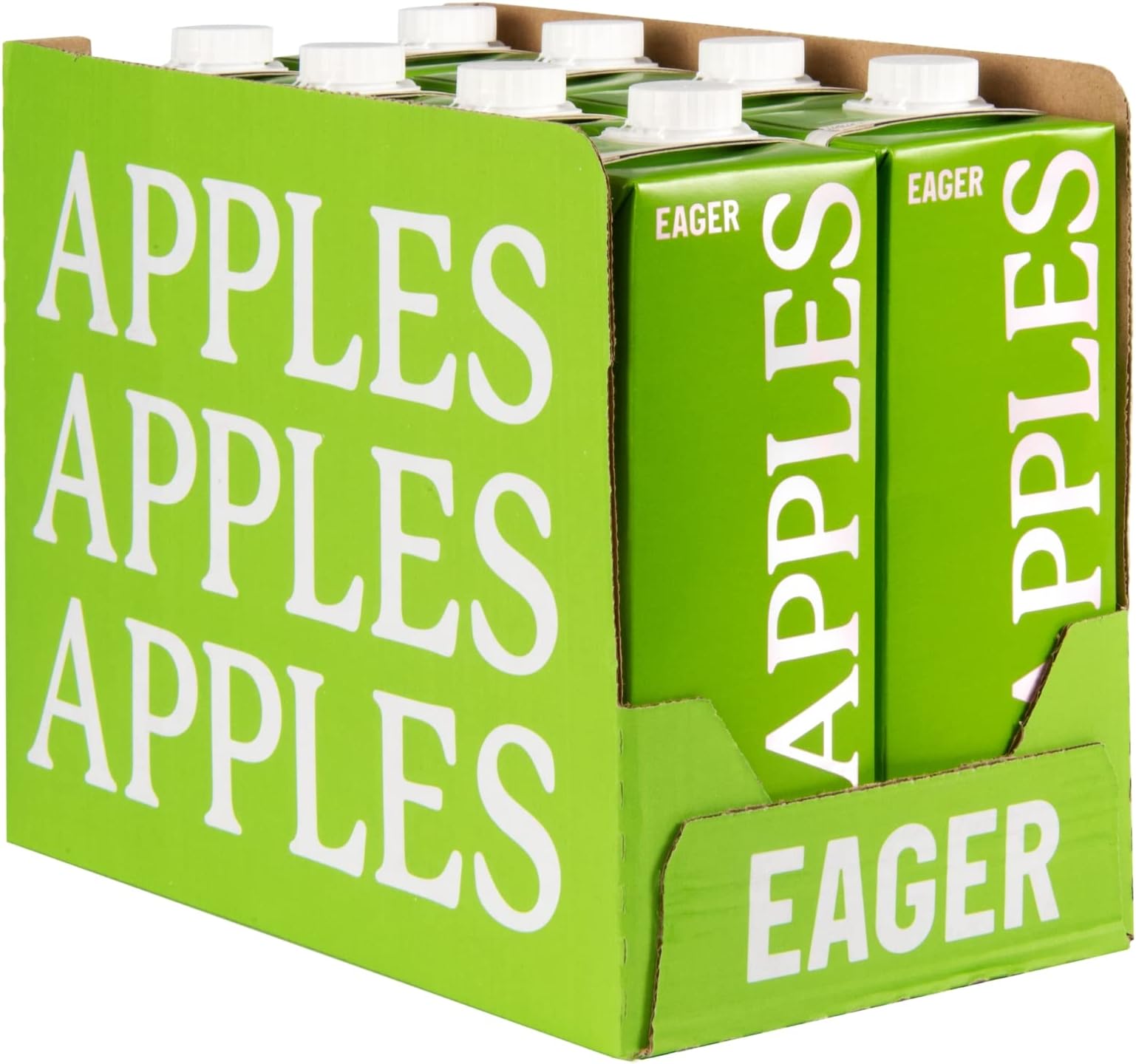 Eager Apple Juice 100% Pressed, Refreshing Fruit Drink, NFC Not From Concentrate, 1 Litre (Pack of 8)