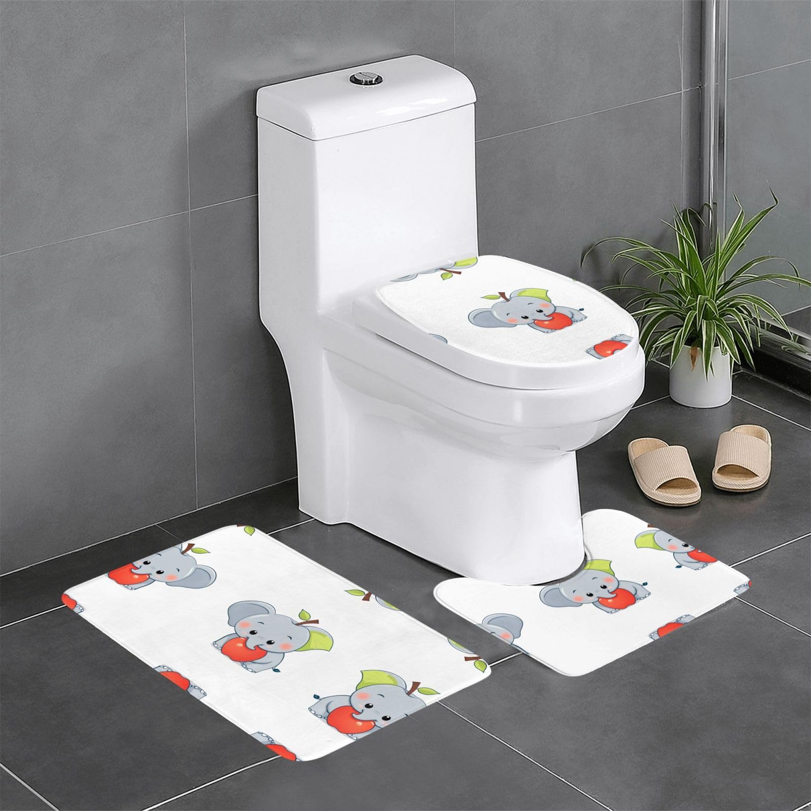 Tapis de salle de bain antidérapant WHJDPP motif éléphant pour une douche sereine