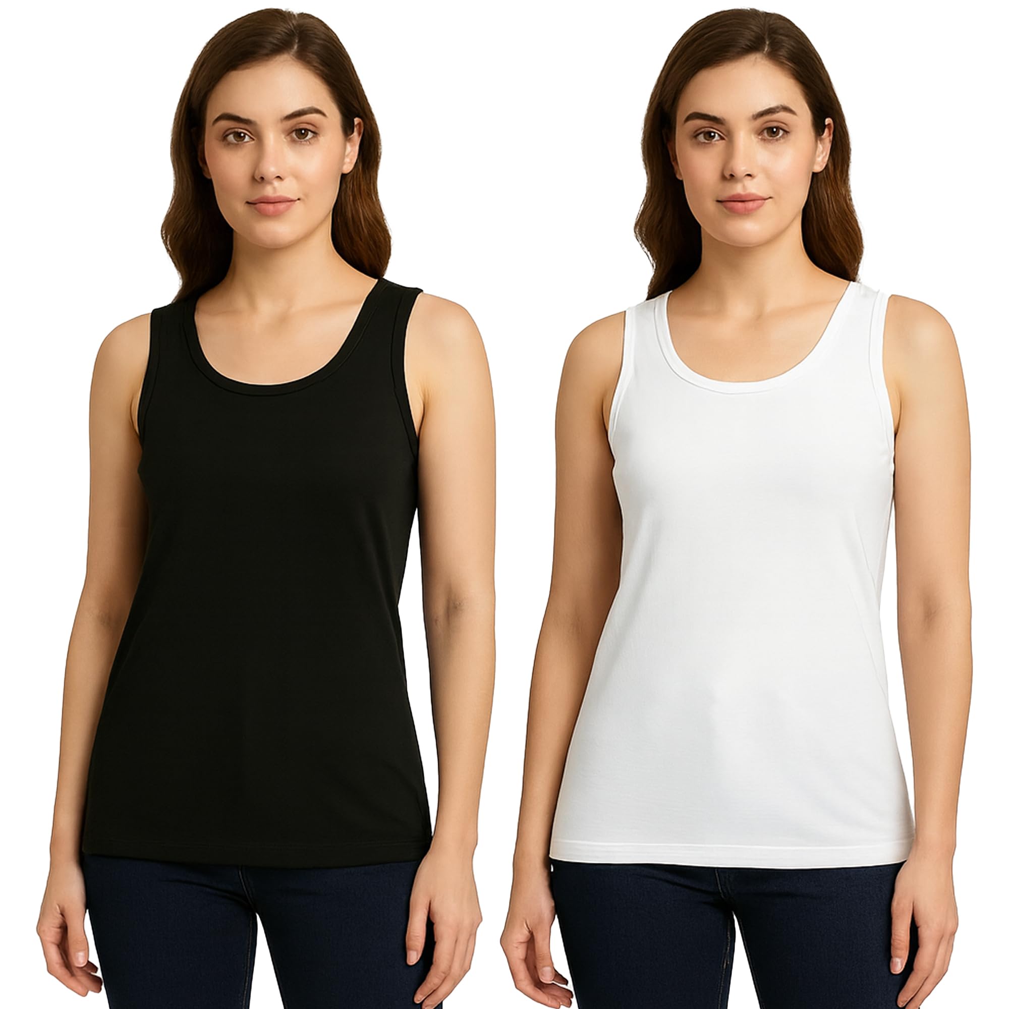 Women's Sleeveless Winterwear Thermal Innerwear | Soft Stretchable Cotton Blend Tunic for Everyday Comfort - Pack of 2