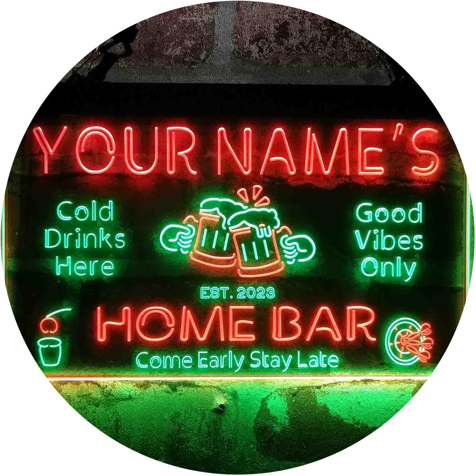 Advpro Green & Red Personalized Your Name Custom Home Bar Beer Established Year Dual Color Led Neon Sign 600Mm X 400Mm St6s64-P1-Tm-Gr