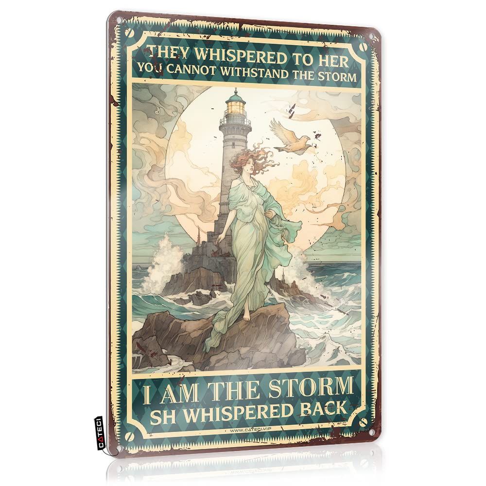 MGHTLCCME Cave Man Bar They Whispered To Her You Cannot Withstand The Storm Tin Sign Coffee Wall Artboho Home Decorzen Room Decordesk Accessories For Women Man Cave Rules Tin Metal Bar Signs(30X40CM)