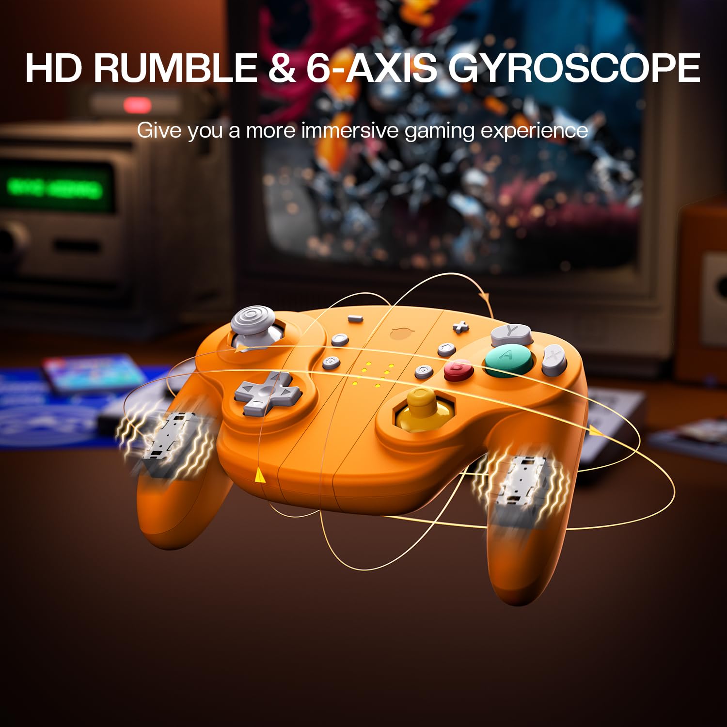NYXI Wizard 2 Wireless Switch Controller, TMR Hall Joystick Wireless Controller, NFC, Adjustable Triggers, Programmable Buttons, 6-Axis Gyro, HD Rumble for Switch/NGC/PC