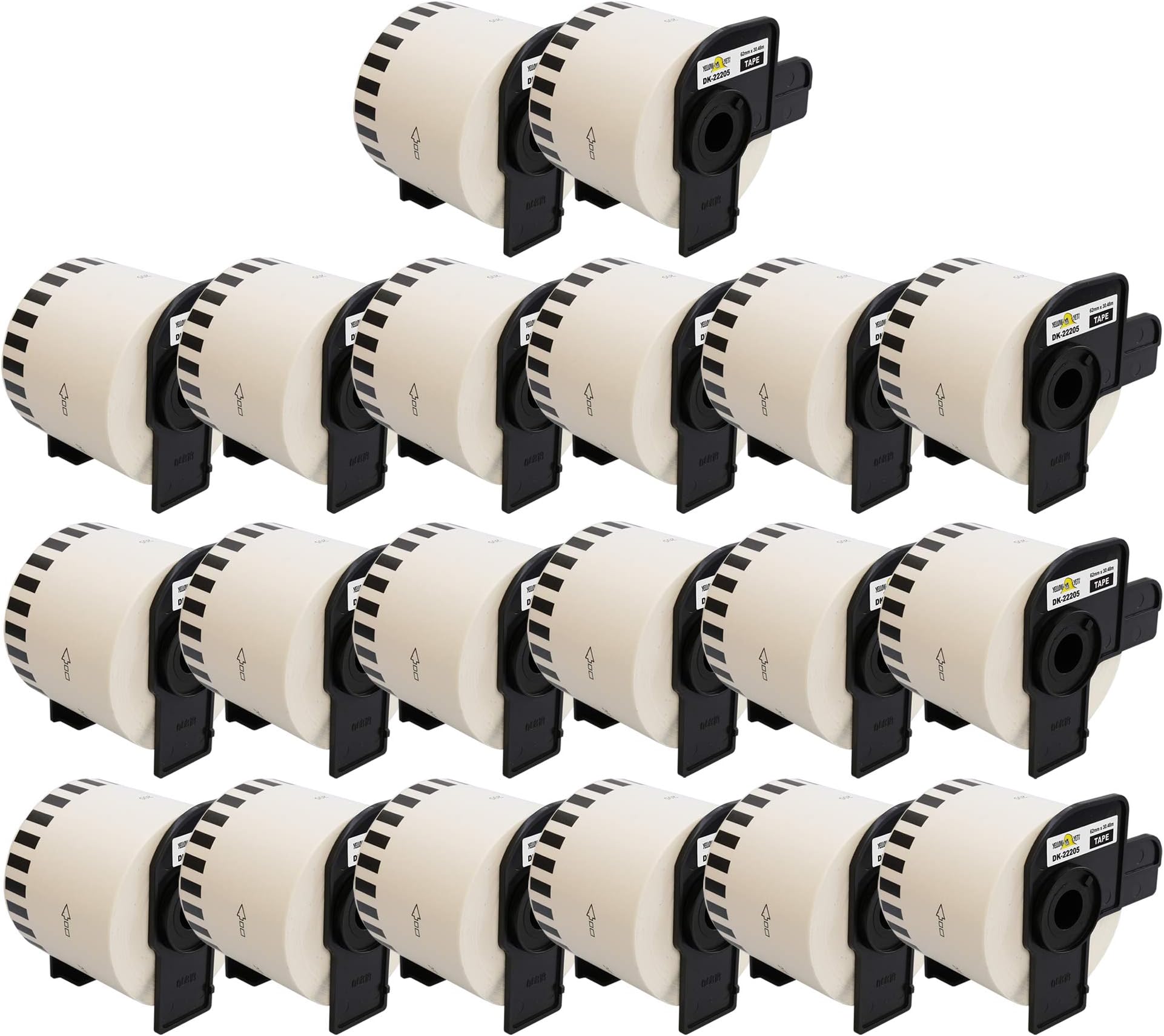 Yellow Yeti 20 Replacement Brother Label Printer Tape Continuous White DK-22205 Compatible with Brother QL 800 500 550 710W 720NW 800 810W 820NWB 1110NWB (62mm x 30.48m)
