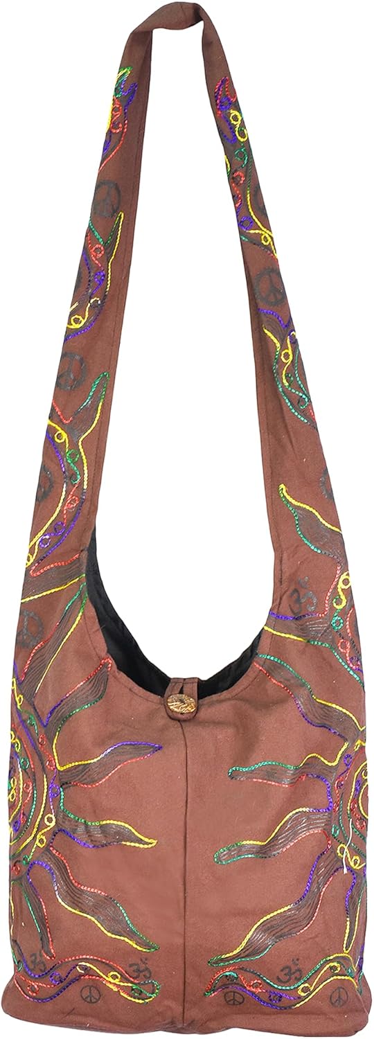 Mandala Crafts Hippie Bag, Large Boho Hobo Purse for Women, Crossbody Shoulder Sling Bags for Indie Style Bohemian Accessory
