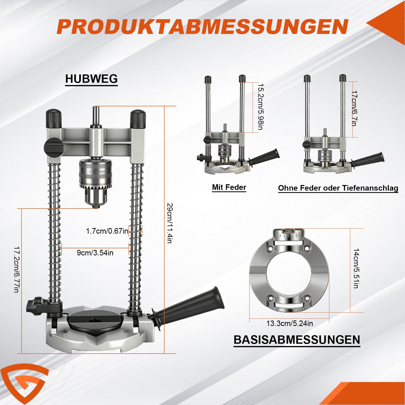 GEARMONSTER Soporte para taladro con portabrocas, soporte de taladro móvil, portabrocas compatible con brocas de 1,5 – 13 mm, guía de perforación portátil para perforación precisa