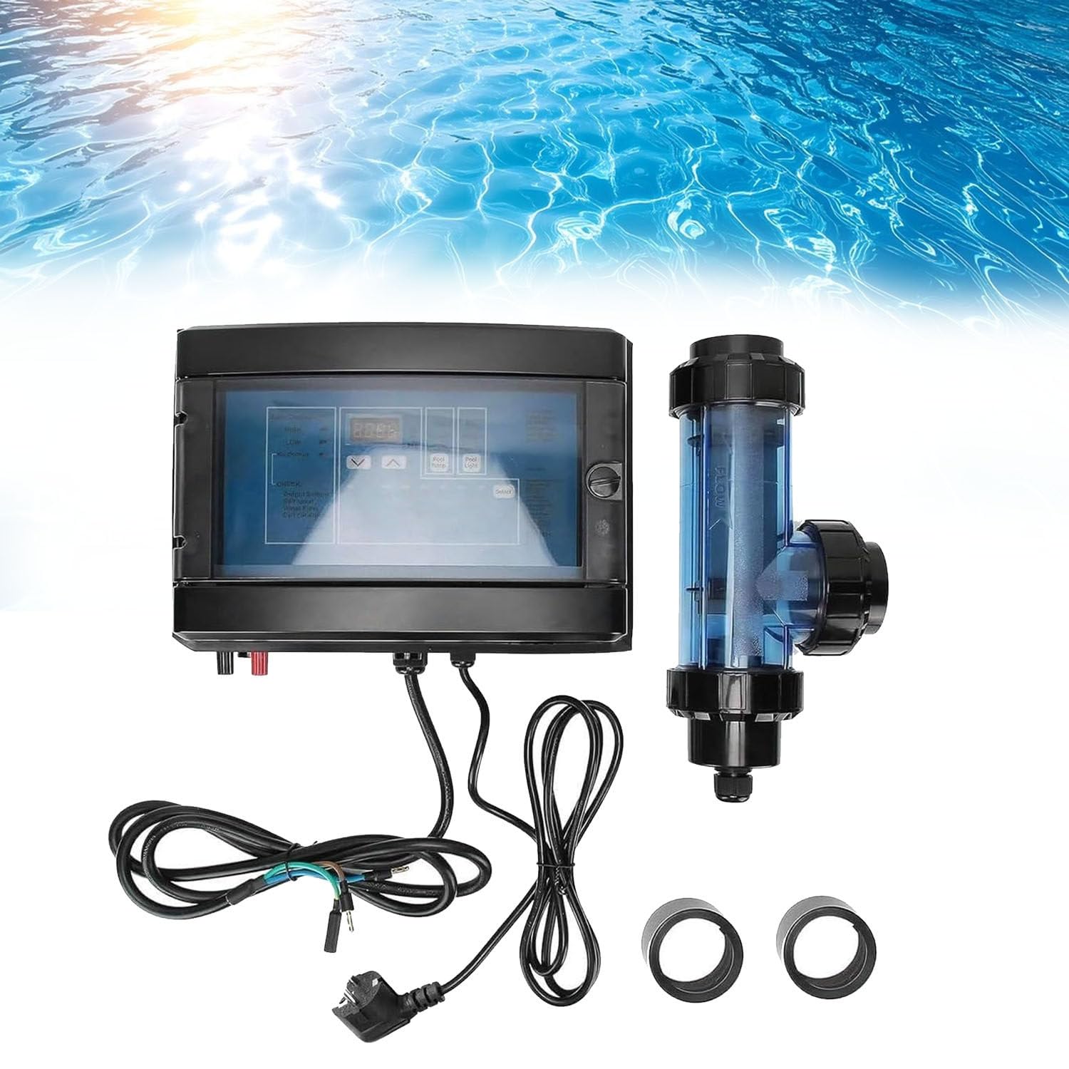 Cloratore Salino per Piscina,Generatore Di Cloro Elettrolitico Con Potenza Regolabile 5–50 G/H,Cella Di Clorazione per Acqua Salata, Trattamento per Piscine Domestiche E Spa Idromassaggio 30g/H