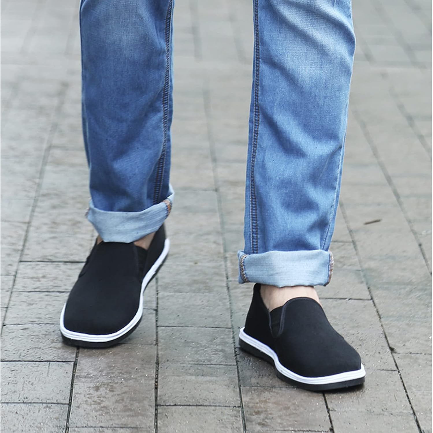 eYLun Kung Fu Shoes Men Tai Chi Shoes Chinese Traditional Martial Arts Rubber Sole Slip On Old Beijing Shoes - Image 2