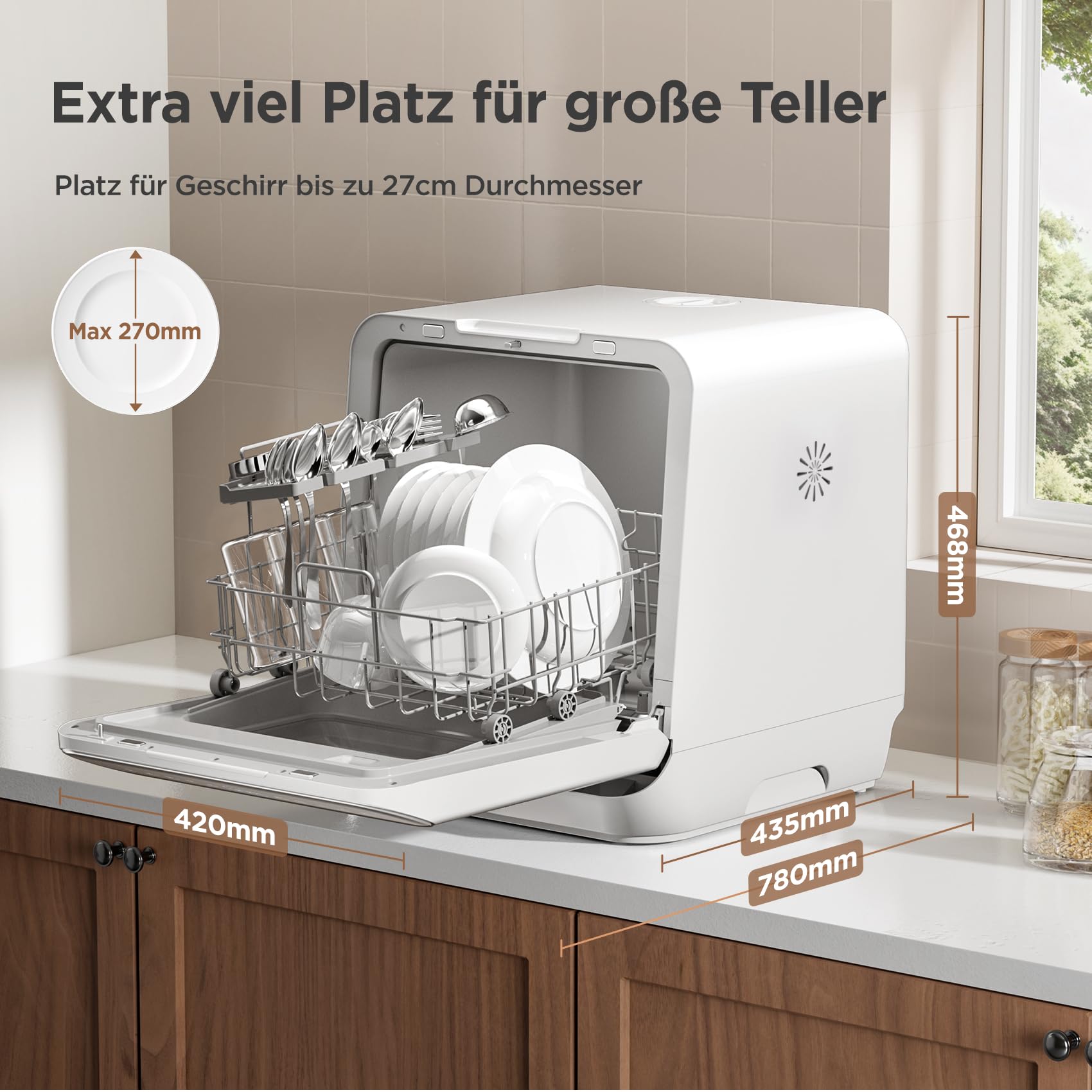 Midea Tischgeschirrspüler Mini 3 Gedecke IOT-Steuerung 6+1 Programme Touch Control