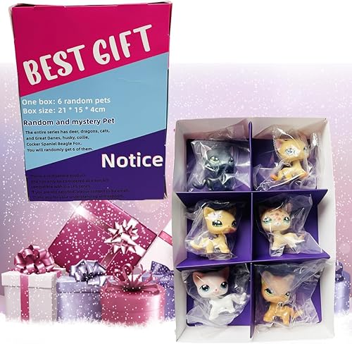 Miniatura 4 de LPS - Paquete de 6 piezas de juguete para gatos al azar, raro y viejo, lote de mascotas, mini figura de acción de gatito, regalo para niños y niñas