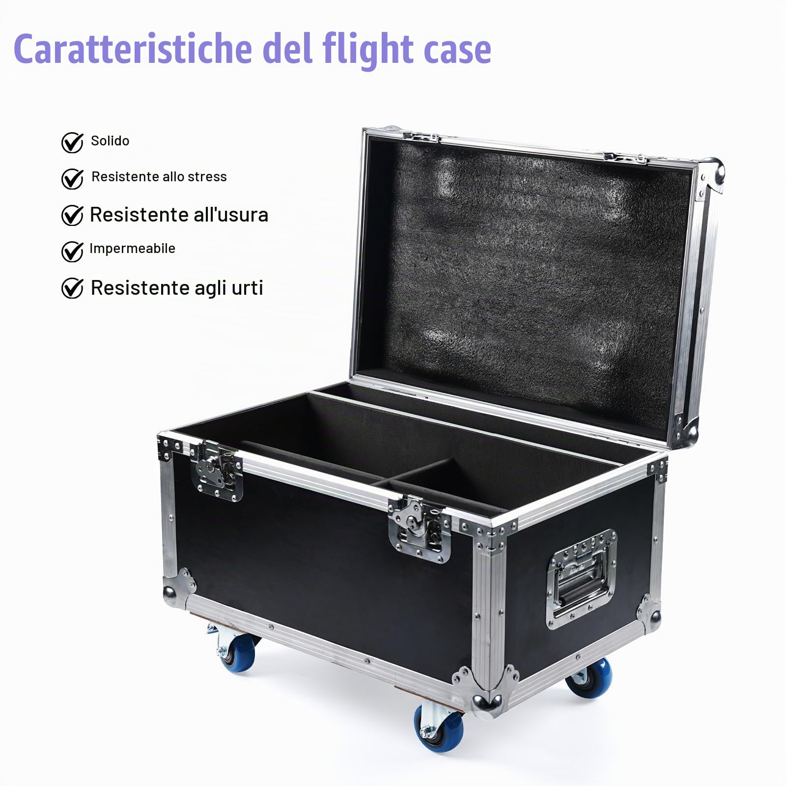 Valigetta da trasporto applicabile a fari par da 18 LED*10W par led RGBW flight case per 4 faretti a luce stroboscopica, guscio rigido/pelle/62,5 x 41 x 45,5 cm con ruote flight case