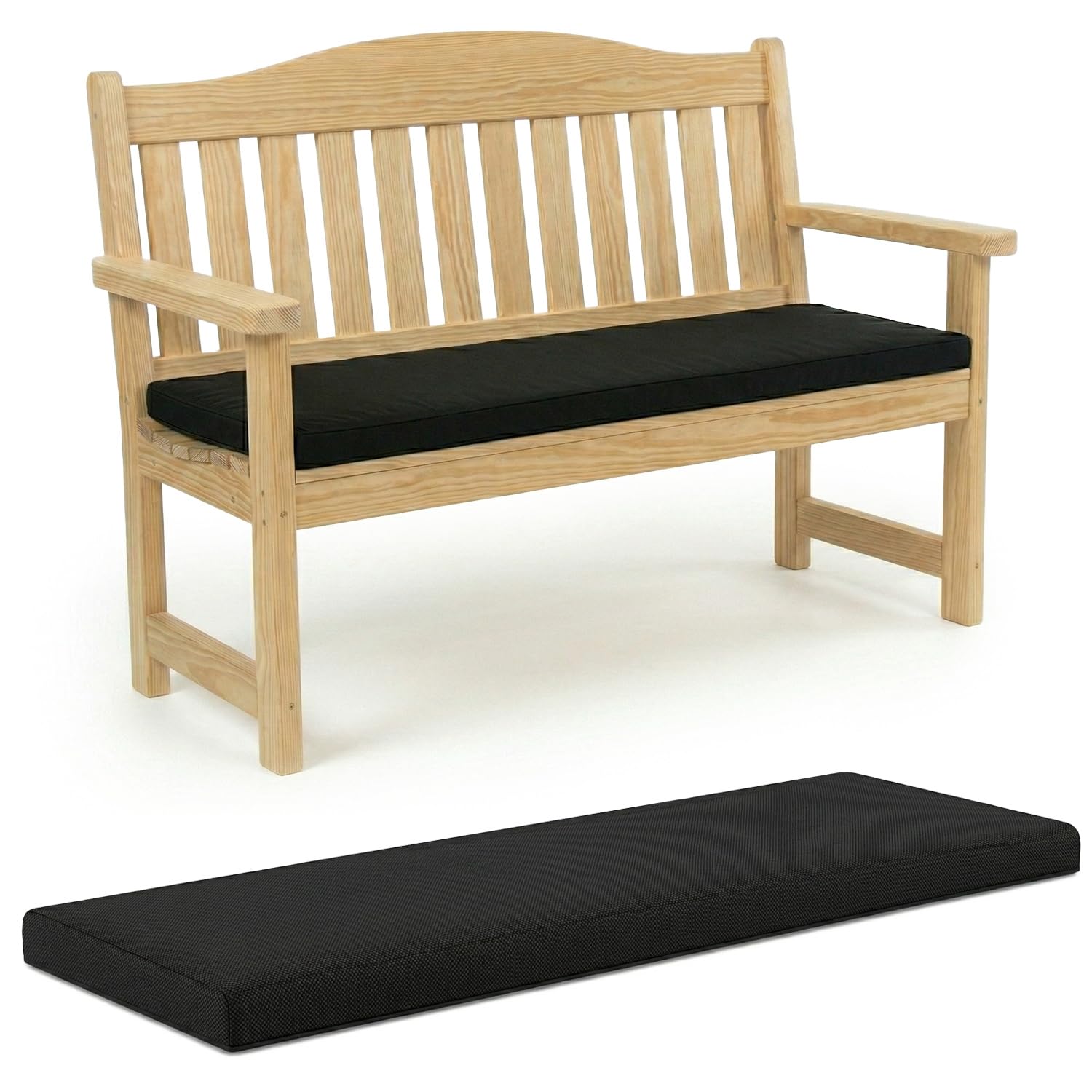 100% Waterproof Garden Bench Cushion 2/3/4 Seater Outdoor Long Bench Seat Pad for Lawn & Garden, Patio, Office, Coffee Shop with Removable Cover (3 Seater 142cm x 52cm x 6cm thick, Black) โ image 1