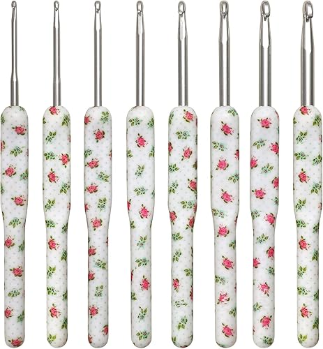 KOKNIT Kit de ganchos de ganchillo  Juego de 8 agujas de ganchillo extralargas con empuñaduras de goma suaves y ergonómicas y 8 tamaños de