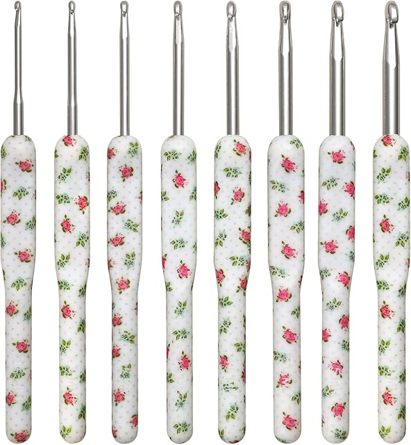 LOOEN Crochet Hooks Set, Ergonomic Crochet Hooks, Colorful Crochet Kit for Crochet Beginners (White)