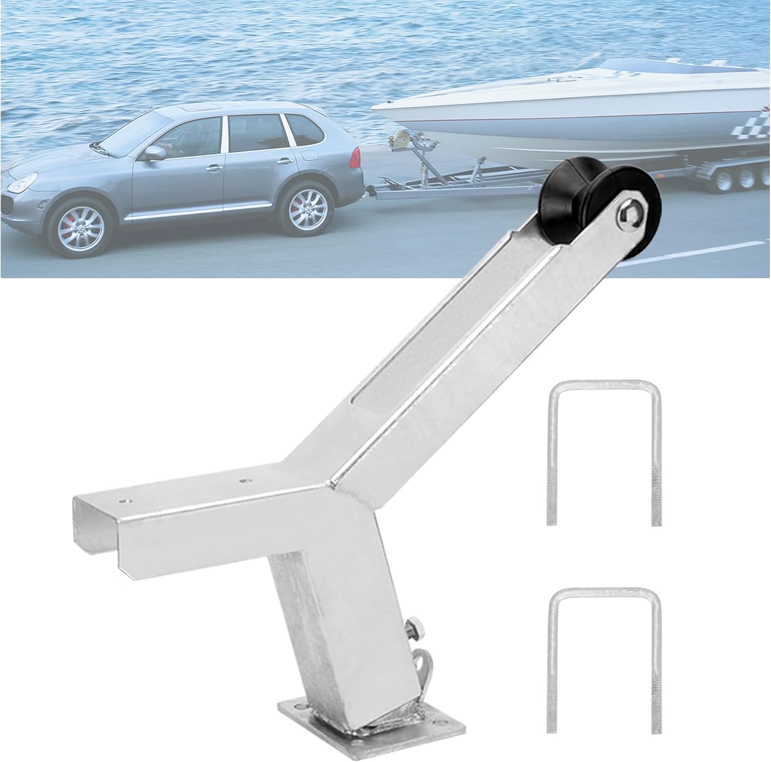 Adjustable Trailer Winch Stand with Roller，1400 lb Capacity Trailer Winch Sports