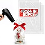 16x24 Shrink Wrap Bags for Gifts – 50 Pcs Clear Heat Shrink Wrap for Christmas Presents, Works with Hair Dryer at Medium Temperature – Packaging and Storage Clothing, Boxes, Boxes & Bulky Items