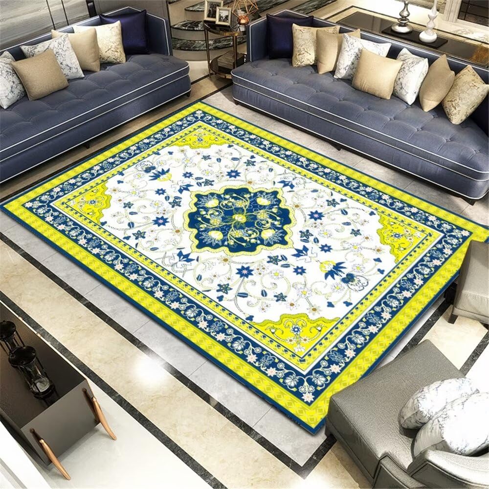 Tapis de chambre gamer au motif floral et vintage