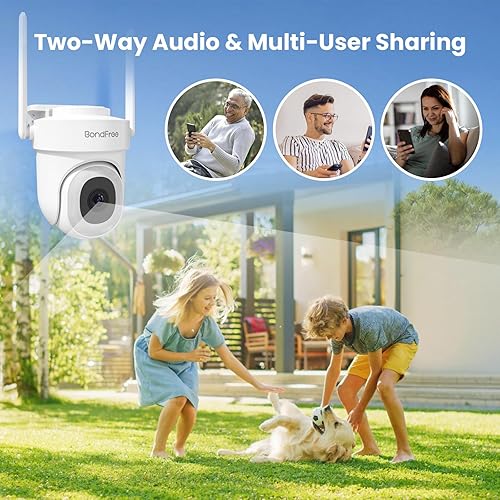 Miniatura 5 de BondFree Paquete de 2 cámaras de seguridad de 4MP para exteriores 2.45G WiFi para seguridad en el hogar con cámara de vigilancia PTZ de 360, visión