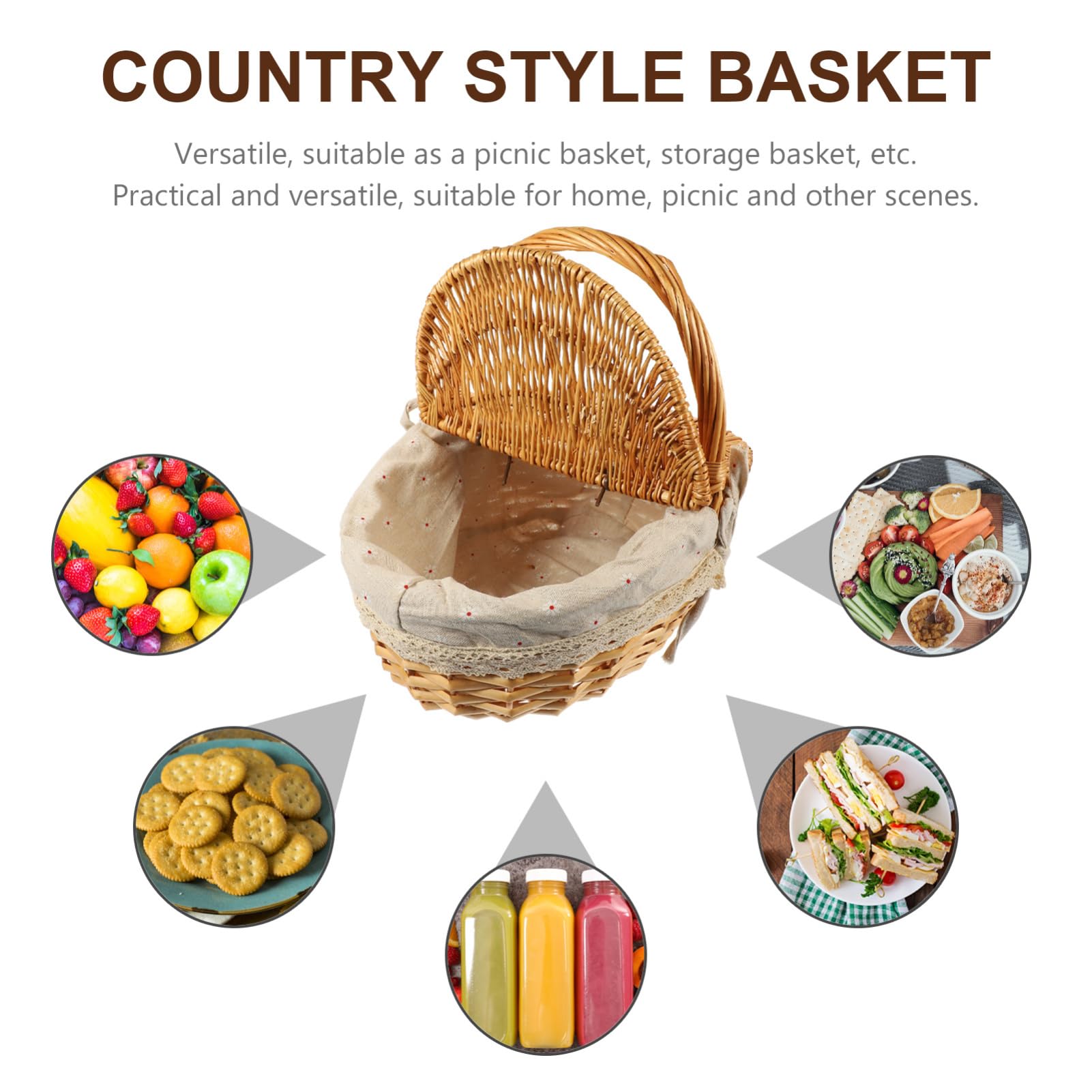 Toddmomy Flechtkorb Mit Deckel Und Griff Rattan Picknickkorb 13.8X9.8X6.7 Zoll Vielseitiger Aufbewahrungskorb Für Obst Brot Und Haushaltsgegenstände Ideal Für Picknick Und Garten