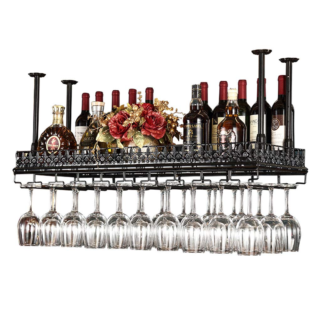 Support mural vintage pour bar et étagère de rangement pour verres à vin suspendue au plafond