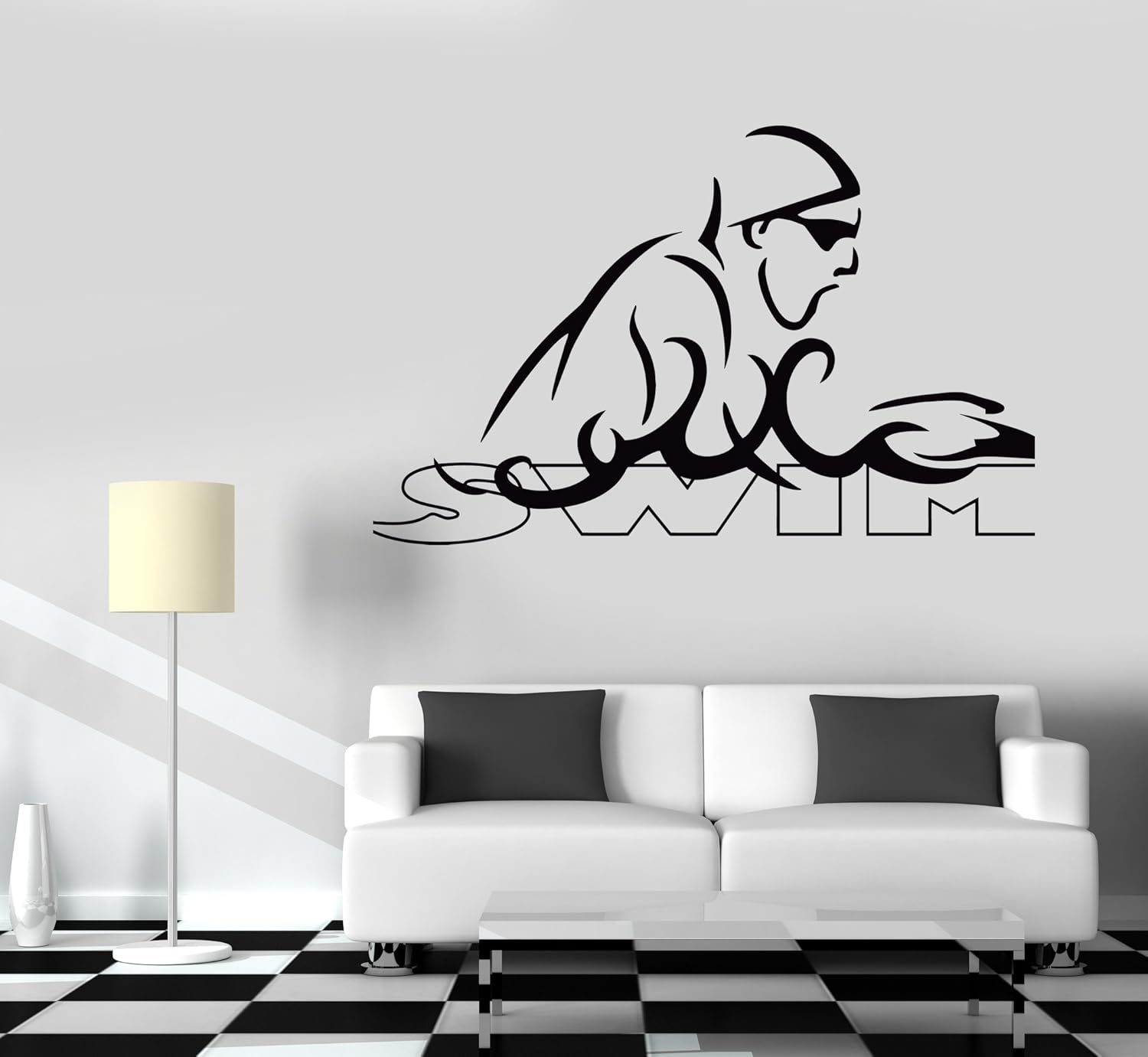 Wall Decal Vinyl Sticker Sport Swim Swimming z3217 Black