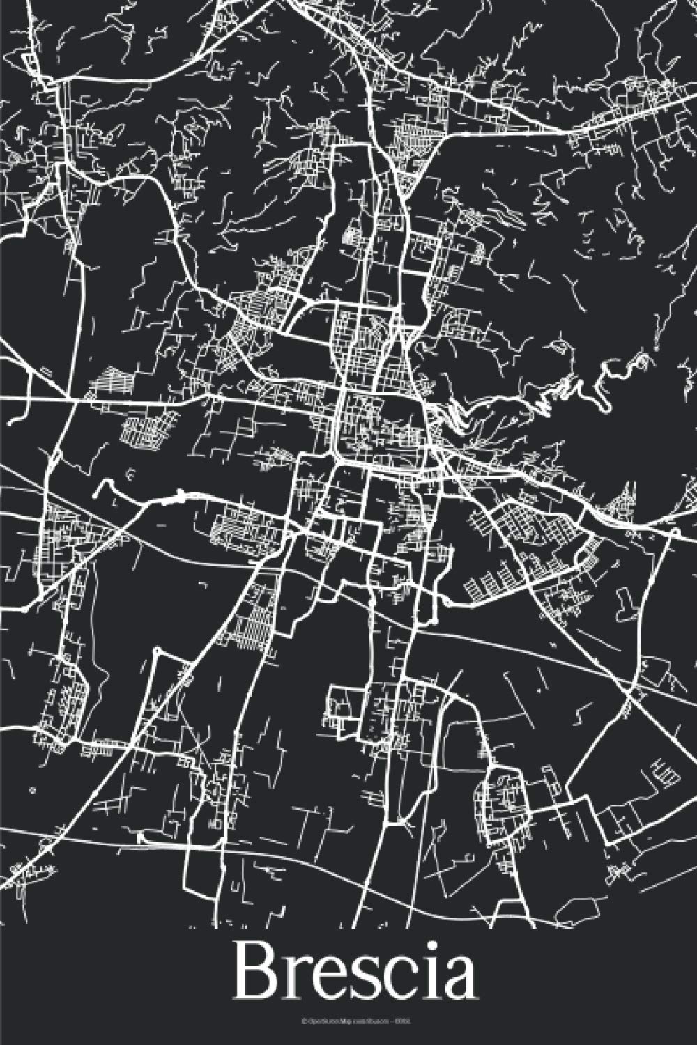 Brescia: Journal de Voyage | 120 pages lignées | Cadeau parfait pour les amoureux de voyages | Format 15,2 x 22,9 cm | Carte Noir et Blanc | Brescia italie