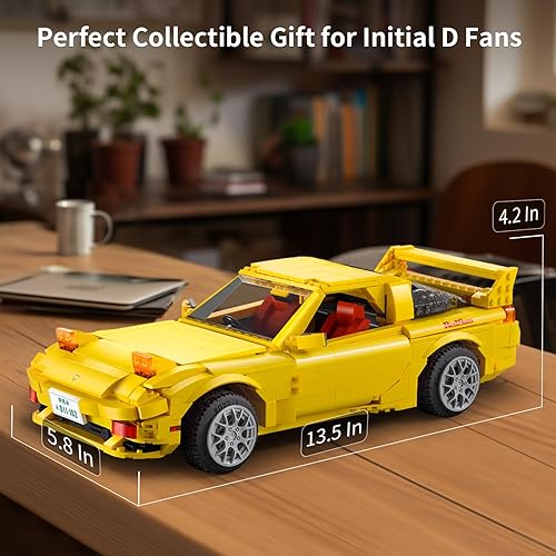 Miniatura 5 de CaDA Initial D Mazda RX7-FD - Juego de construcción de autos de juguete, modelo coleccionable a escala 112, bloques de construcción de juguete,