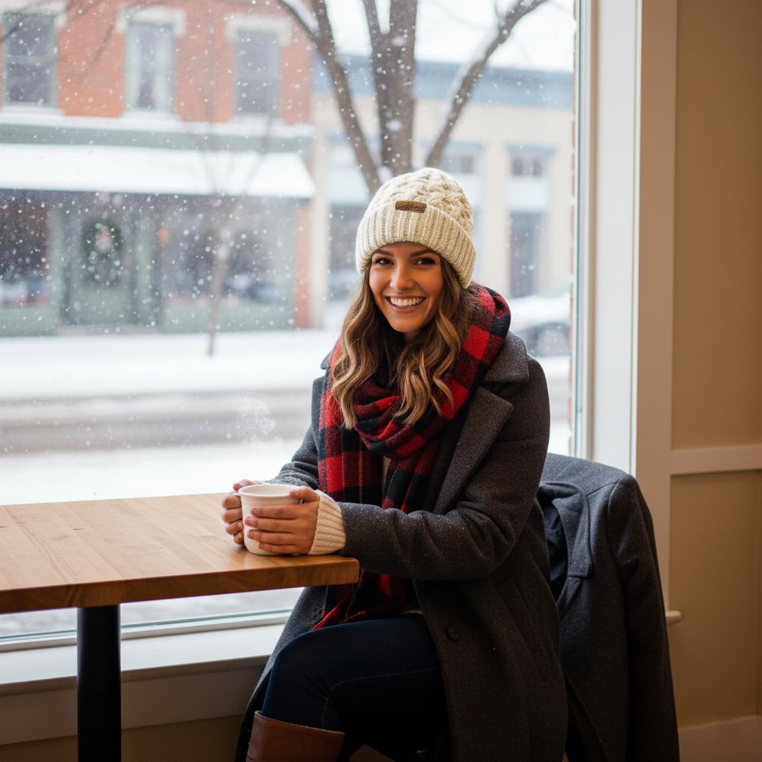 Cable Knit for Women Winter Warm Chunky Skull Cap Cold Weather Fleece Lined Thick Fold Cuff Beanie Hats 2026 - Image 2