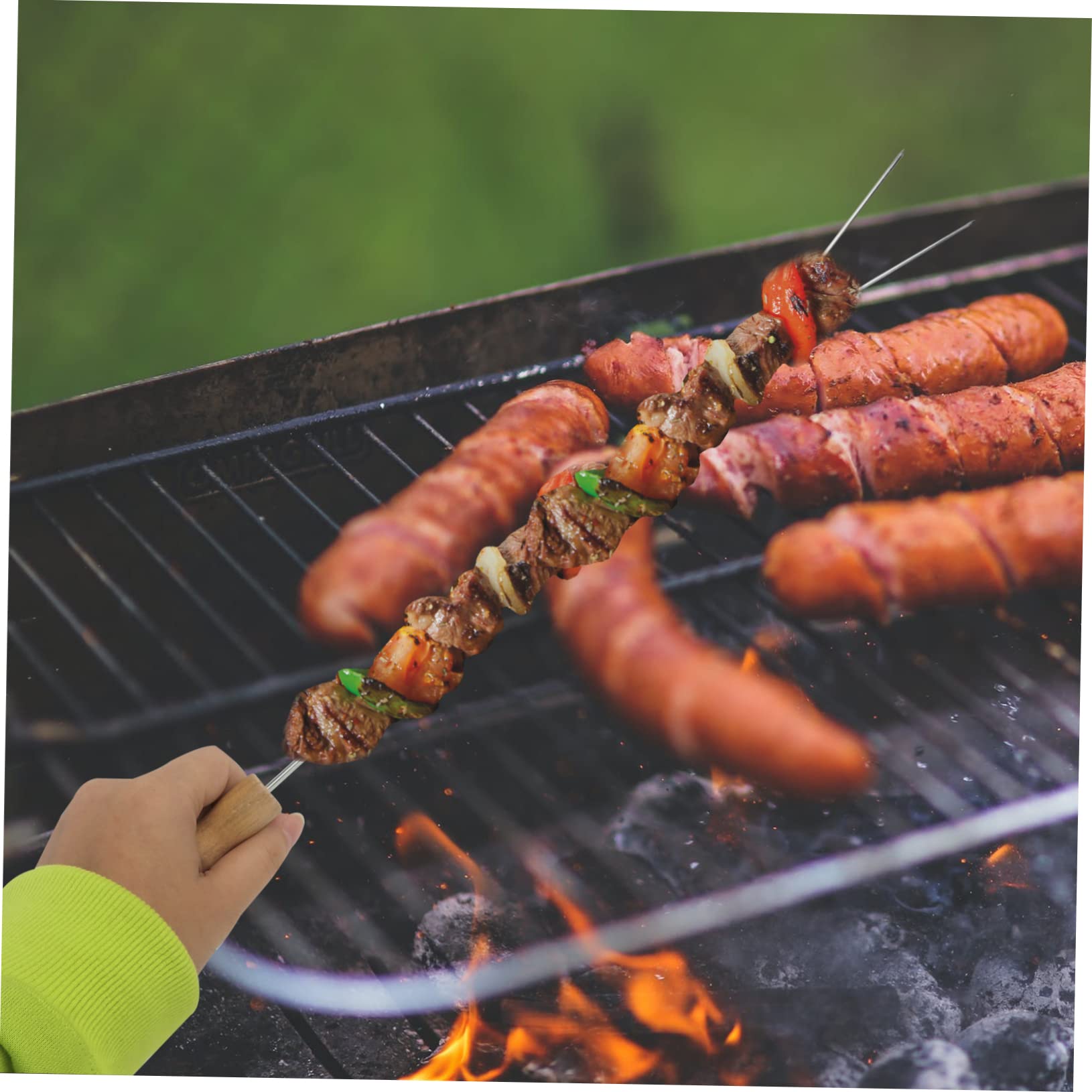 Forchette per Barbecue 15 Pezzi in Acciaio Inox e Legno