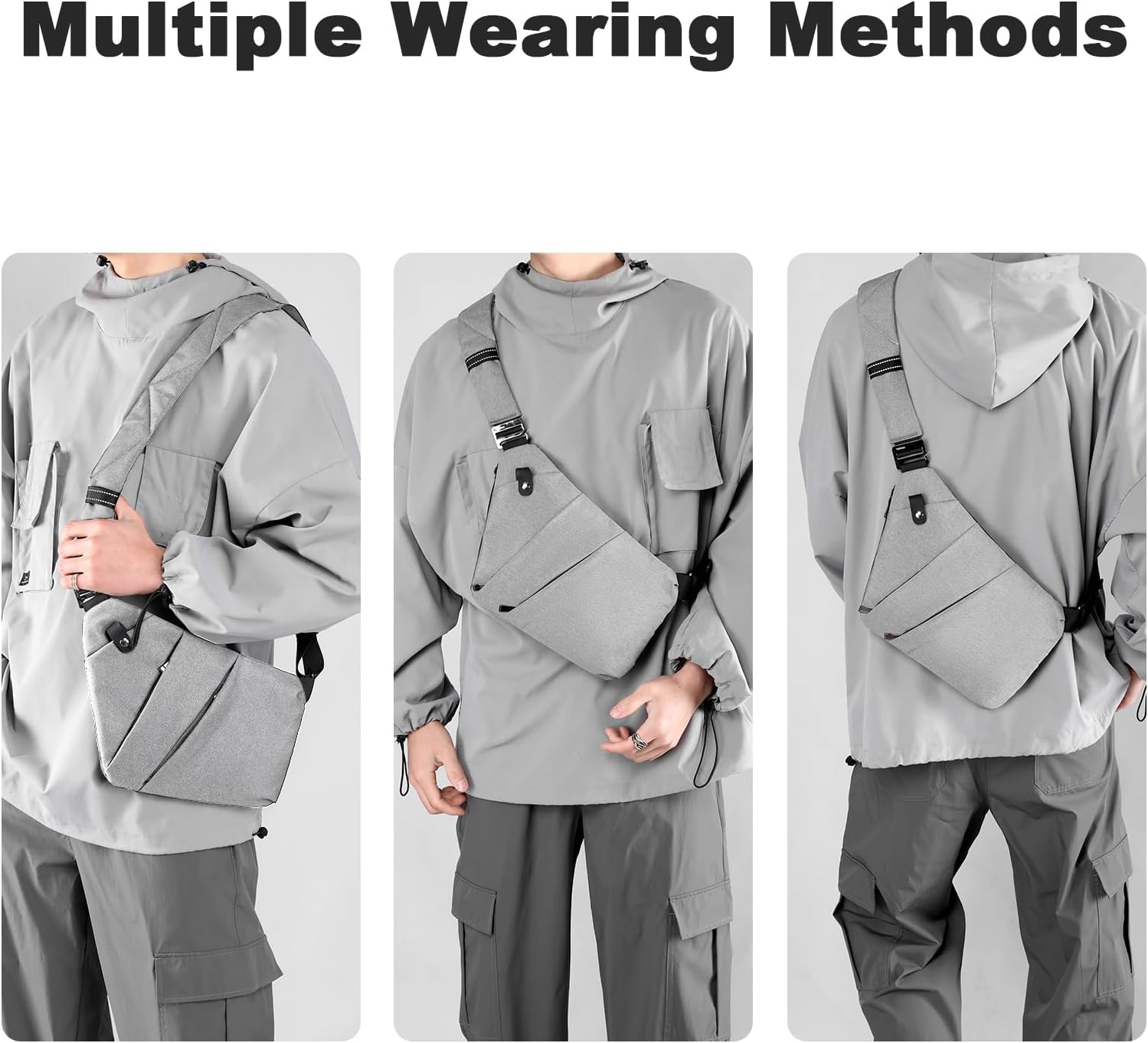 Anti Theft Travel Bag, One Shoulder Large Capacity Cross-body Bag Chest Fashion Lightweight Sling Bags for Travel Sports - Image 6