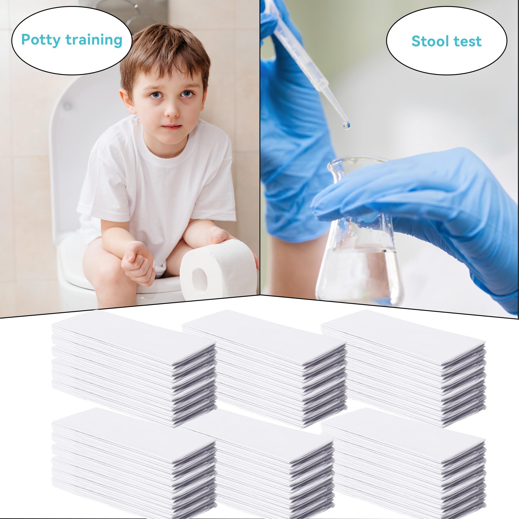 Klmnop Lot de 35 feuilles de prélèvement d'échantillons de tabourets jetables pour test de selles (blanc)