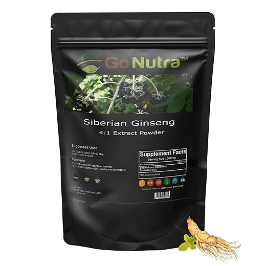 Siberian Ginseng Powder 4:1 Extract 4X Times Stronger Non-GMO 1lb (16 oz) Eleuthero Root