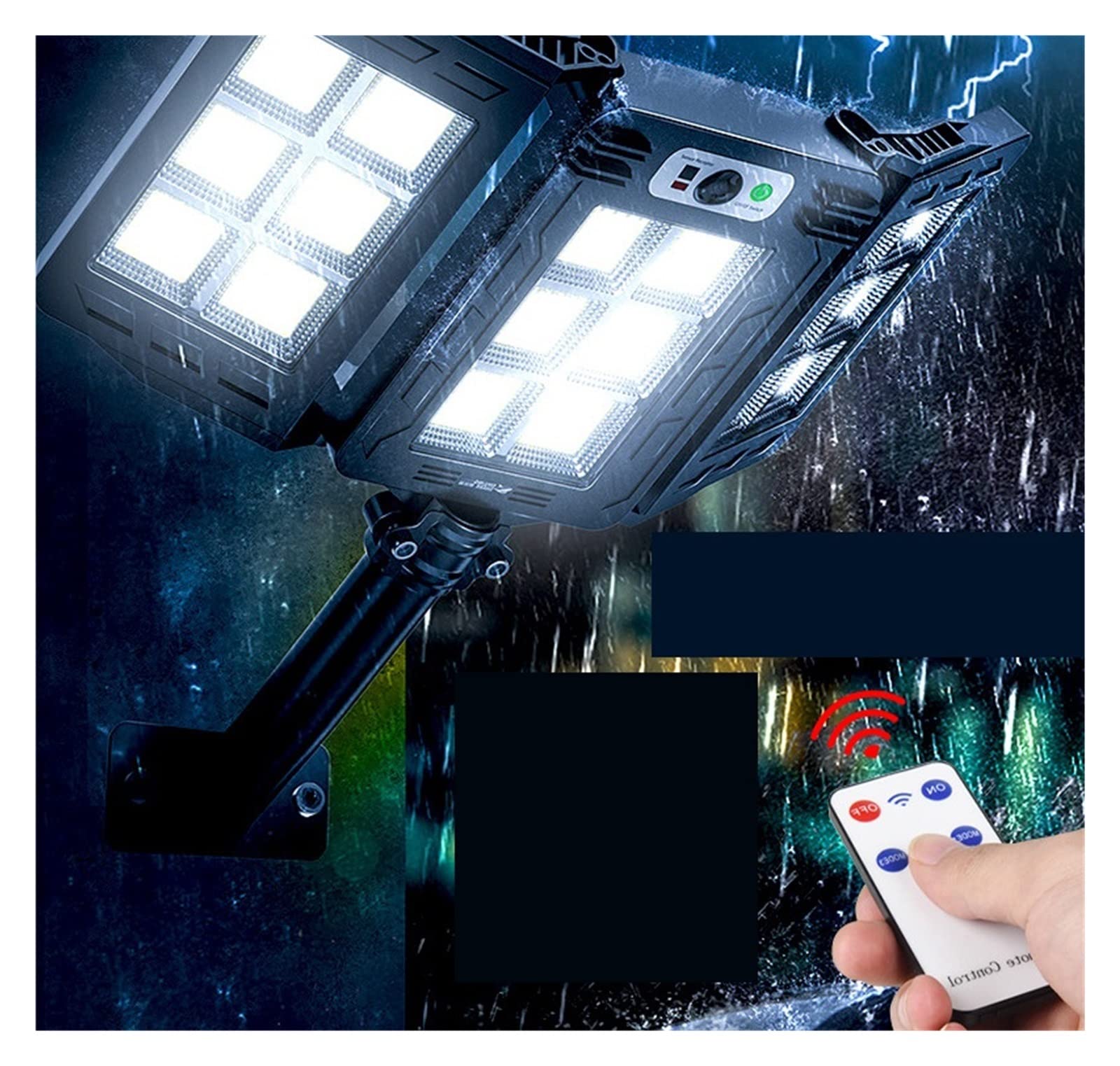 RéVerbèRes Solaires MenéS, 8000W lumière solaire 5000mAh LED réverbère IP65 étanche éclairage extérieur jardin chemin cour projecteur avec capteur de mouvement RéVerbèRe De SéCurité Durable(765 LED)