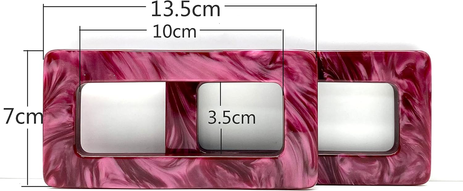 3dancraftit A Pair of Resin Rectangle Oblong Cut Out Grommet Bag Purse Clutch Handles for Bag Purse Making Replacement 5 5/16" x 2 3/4" / 13.5cm x 7cm Purple M98