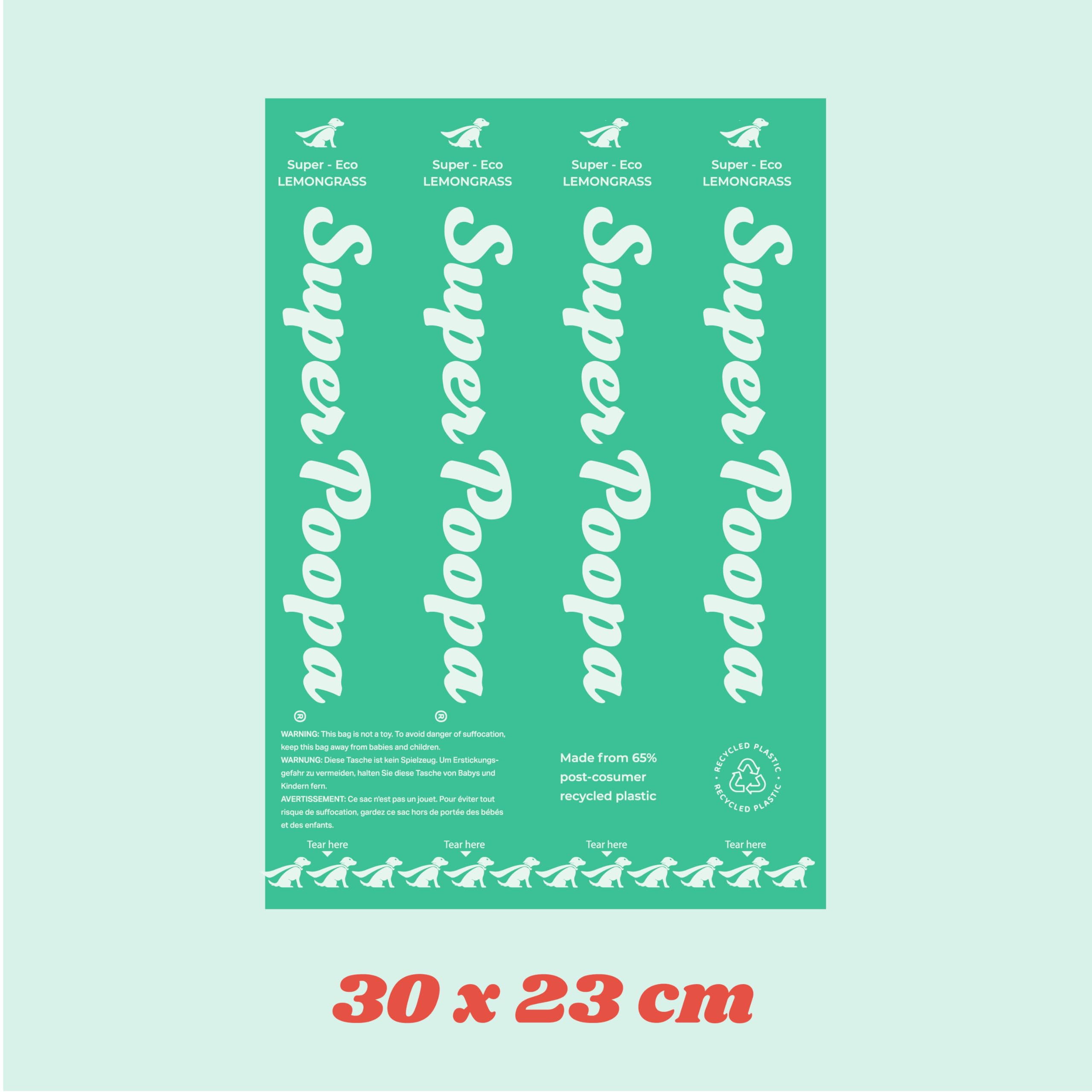 Super Poopa Eco-Friendly Dog Poop Bags, Guaranteed Leak-Proof, Extra Thick & Strong Dog Waste Bags, Lemongrass Scented - Image 4