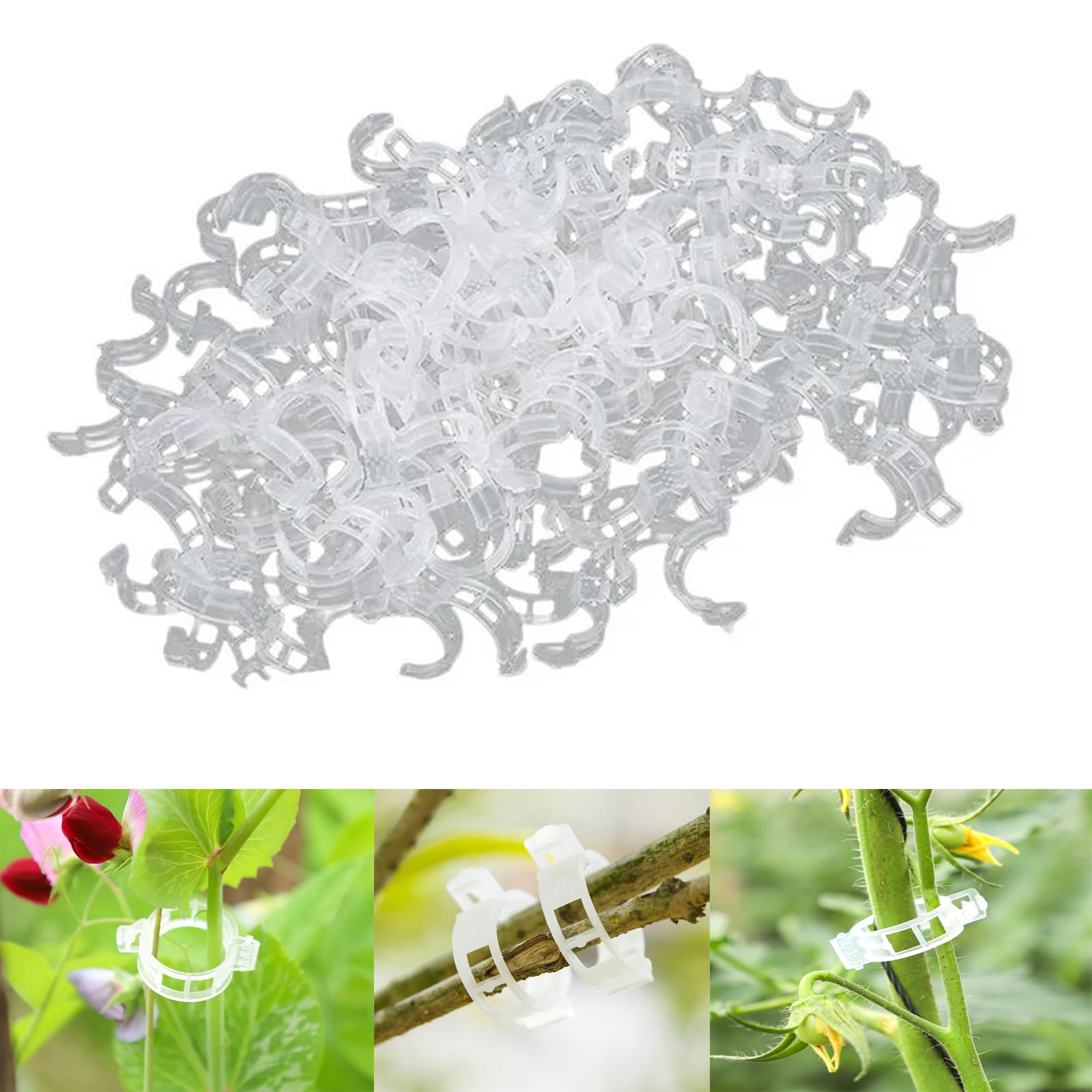 Mollette di sostegno per rampicanti da giardino, Clip Di Supporto for Piante In Plastica for Piante Rampicanti Bianco 25mm 500 Pz