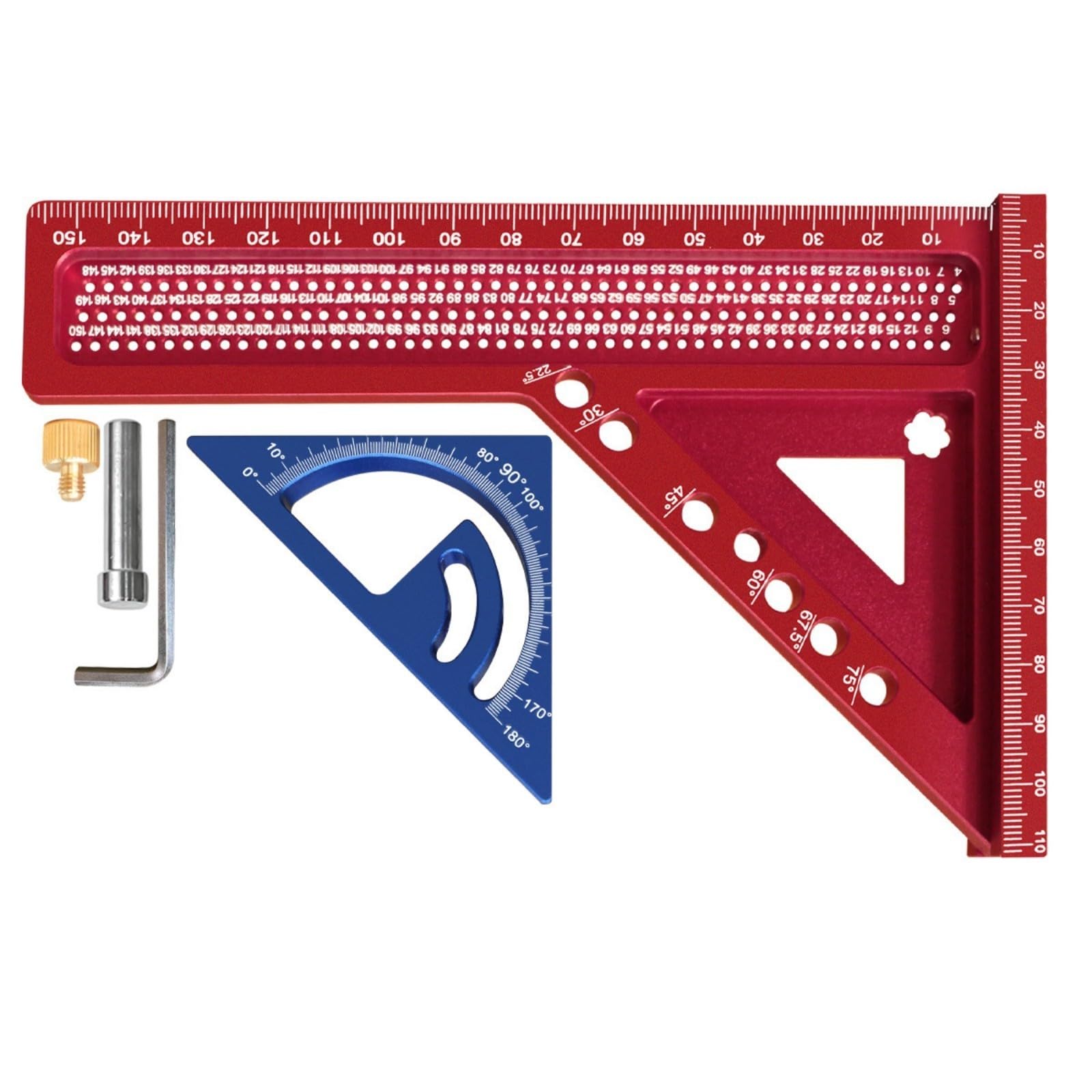 Multipurpose MultiAngle Measure Ruler Measuring Tool Angles Marking Positioning Hole for Carpentry Engineering Combination Triangle Ruler