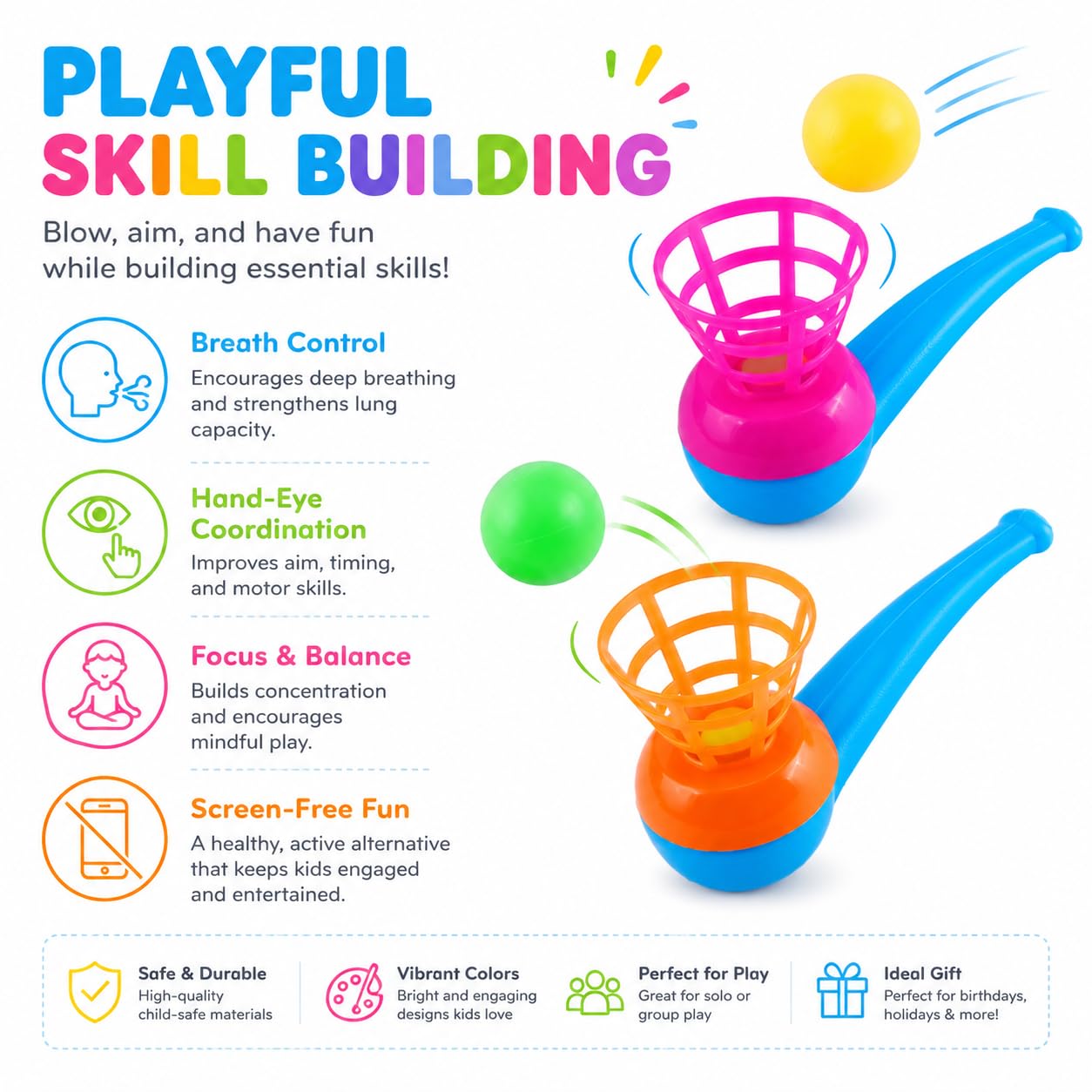 15 Jouets Souffle-balles Flottantes – Jeu De Tuyau Magique, Cadeau Surprise Pour Enfants (couleur Aléatoire)