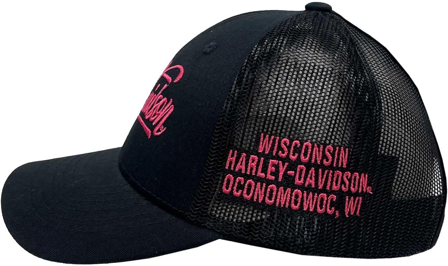 Harley-Davidson Women's Classic Ponytail Curved Bill Mesh Trucker Hat, Black