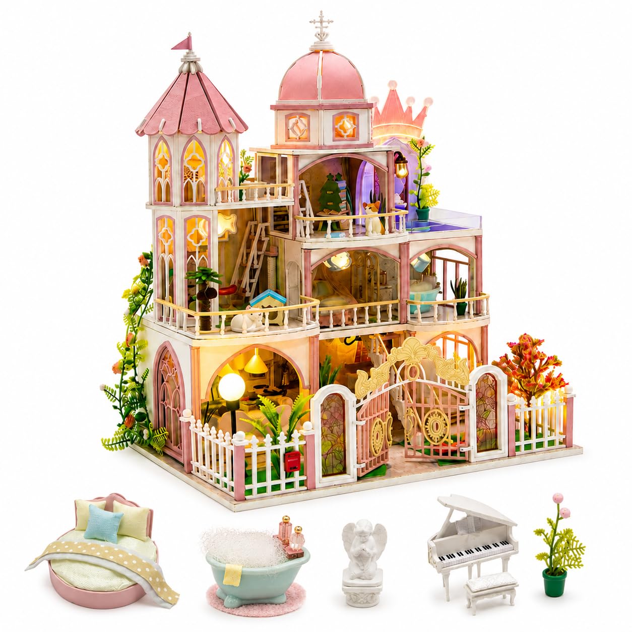 Amazon.com: Roroom DIY Miniature House Kit, Pink Princess Castle