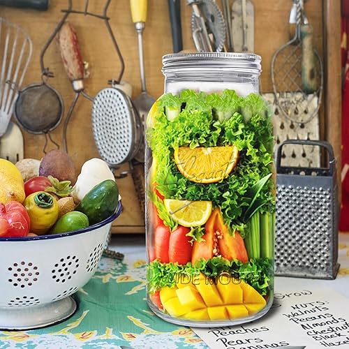 Miniatura 5 de eleganttime Tarros Mason de 128 onzas de boca extra ancha, paquete de 2, tarros grandes de vidrio de 1 galón con tapa hermética, seguros para