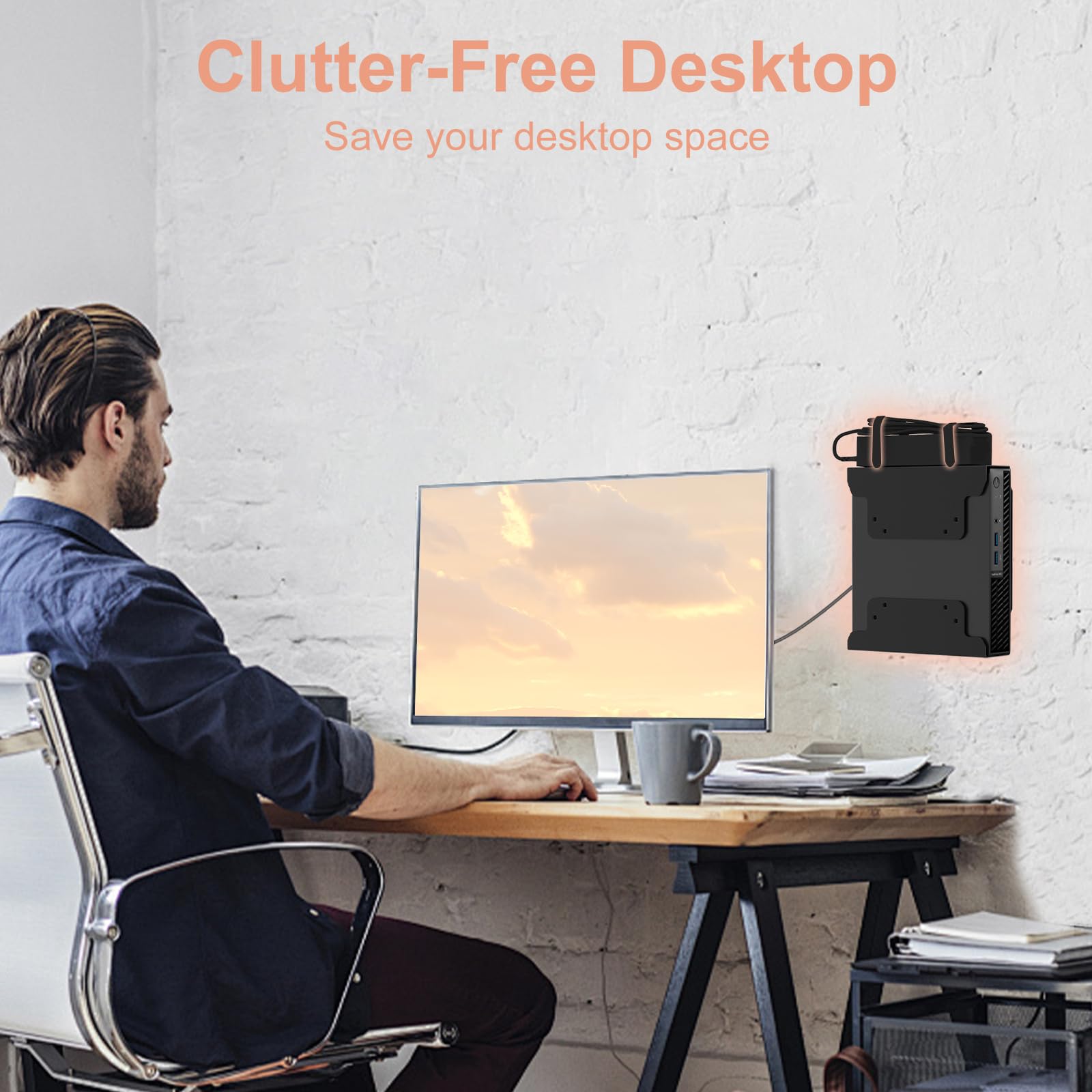 Supporto VESA per Dell Micro PC VESA/parete/sotto-tavolo per Dell OptiPlex Micro Form Factor Case Mini PC Supporto per Dell 7010 7050 7040 7090 3000 3050 9020 e Altro con fascetta