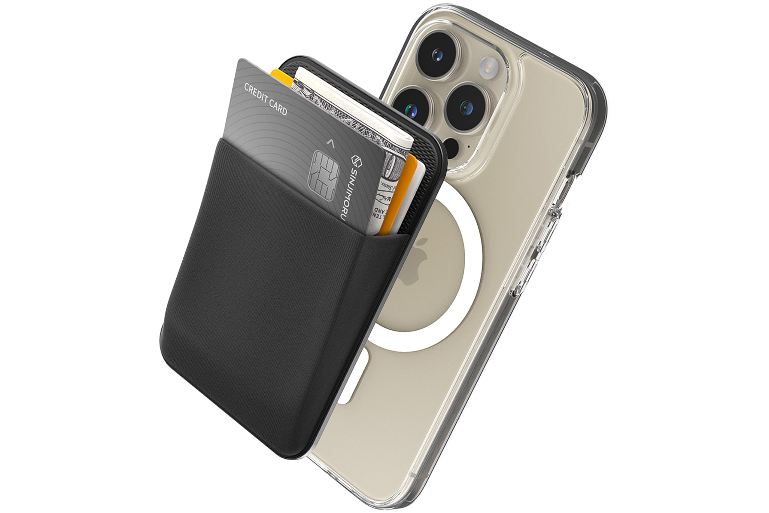 Sinjimoru for MagSafe Wallet Stretchy Lycra Fabric 2600G Secure Magnetic Strength Minimalist Wallet Compatible with iPhone 16 15 14 13 12 MagSafe Case M-Basic Black | M-Basic, fits iPhone 16-12, 2600g magnetic strength, 5 cards storage, minimalist slim design-image-15