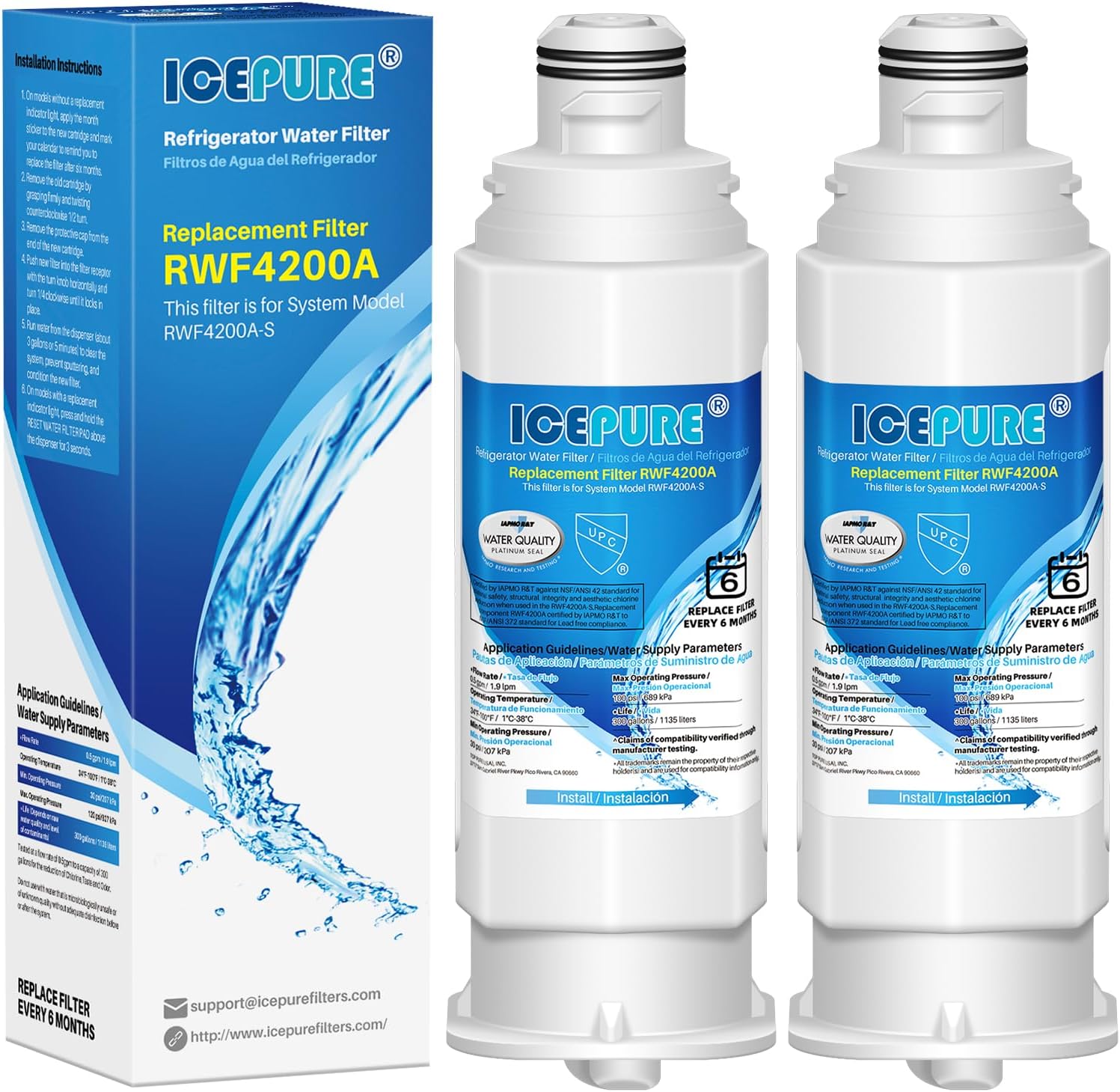 ICEPURE DA97-17376B Refrigerator Water Filter Replacement for DA97-08006C HAF-QIN, HAF-QIN/EXP, RF23M8070SG, RF23M8070SR, RF23M8090SG, RF23M8090SR, RF23M8570SR, RF23M8590SG, BRF425200AP, 2PACK