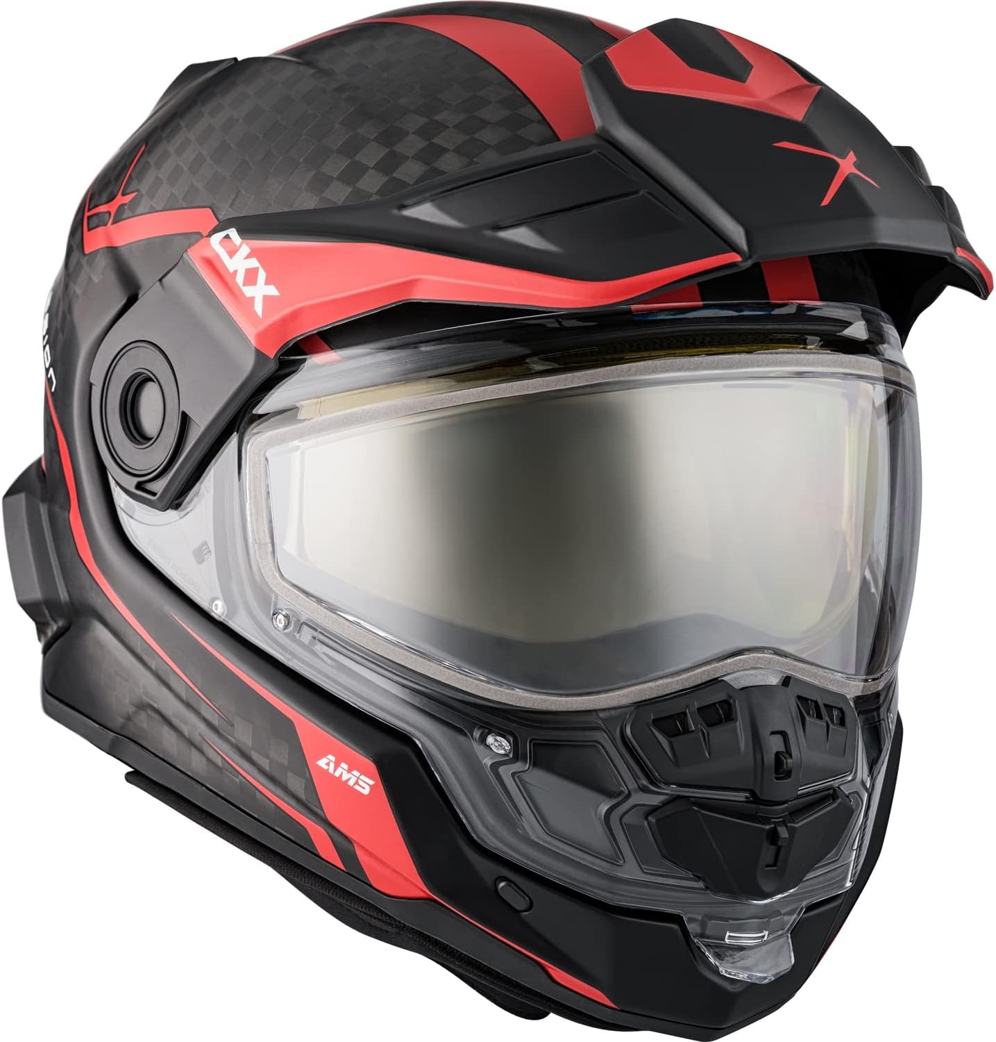 CKX Mission AMS Carbon Fiber Fury Snow Helmet w/Electric Shield (Matte Red)